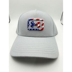 Under Armour Mens Grey Patriotic Stars Stripes Logo Snapback Hat Sample OSFM NEW